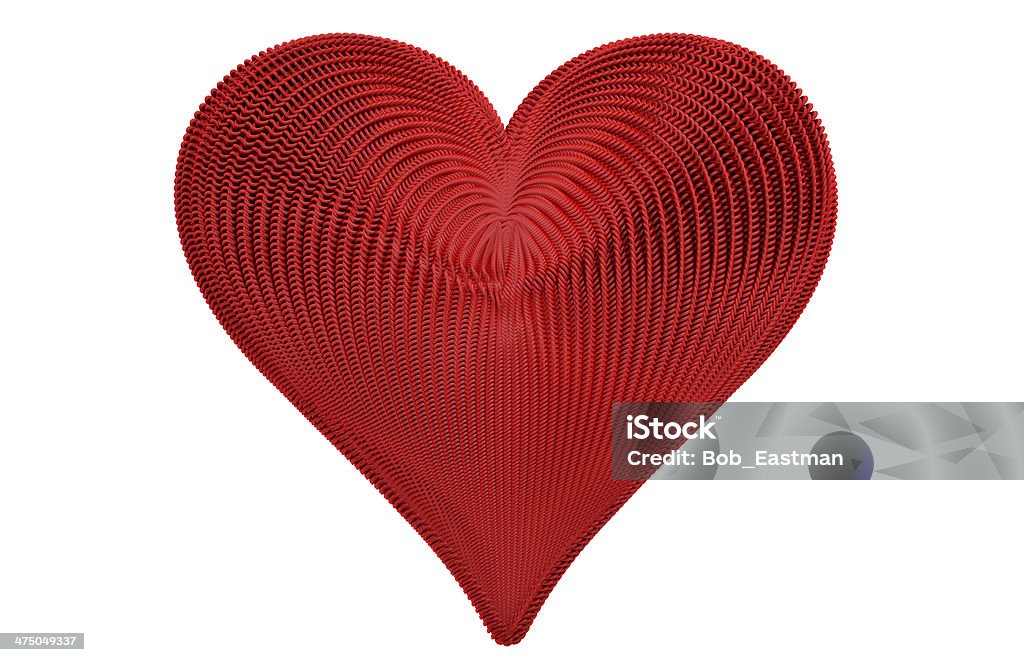 Detailed Knitted Red Heart Detailed graphical heart design isolated on white background. Beauty Stock Photo