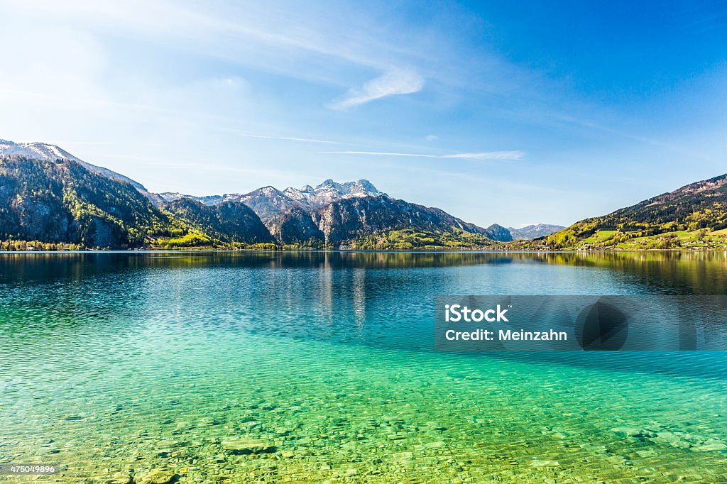 beautiful alpine lake Attersee with crystal water beautiful clear alpine lake Attersee with crystal water Attersee Stock Photo