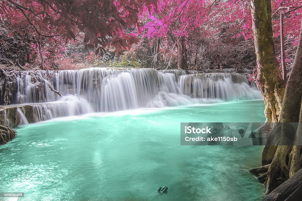 Deep forest Waterfall in Kanchanaburi Beauty In Nature Stock Photo