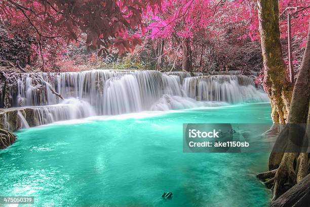 Deep Forest Waterfall In Kanchanaburi Stock Photo - Download Image Now - Beauty In Nature, Falling Water - Flowing Water, Flowing Water