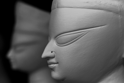 Close-up of goddess durga face.