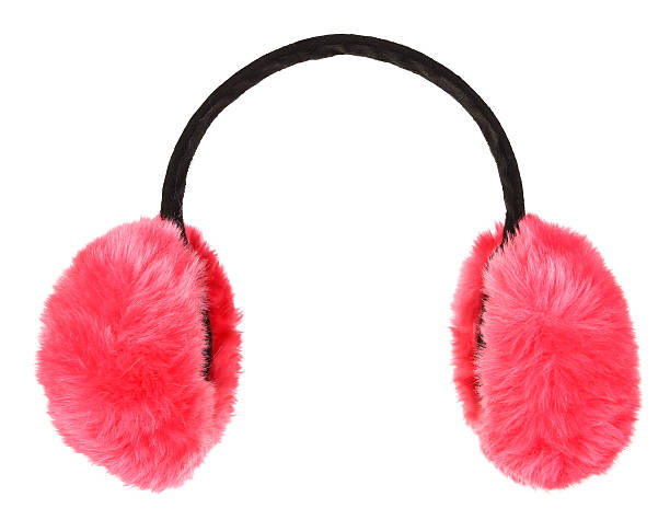 invierno earmuffs rosa aislado sobre fondo blanco - orejeras fotografías e imágenes de stock