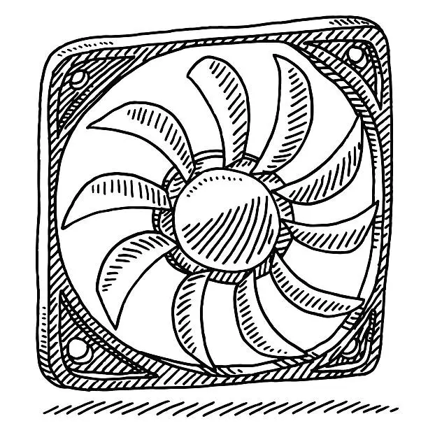 Vector illustration of Computer Part Fan Drawing