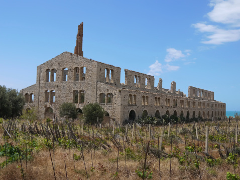 Penna furnace. Old abandoned brick factory near the sea in Sampieri, in the municipality of Scicli, Ragusa, Sicily.