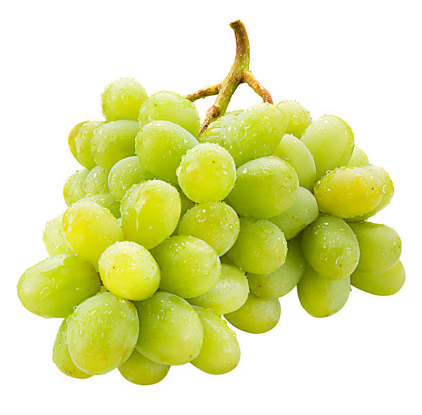 新鮮なに続く緑のブドウを白で分離 - grape white grape green muscat grape ストックフォトと画像