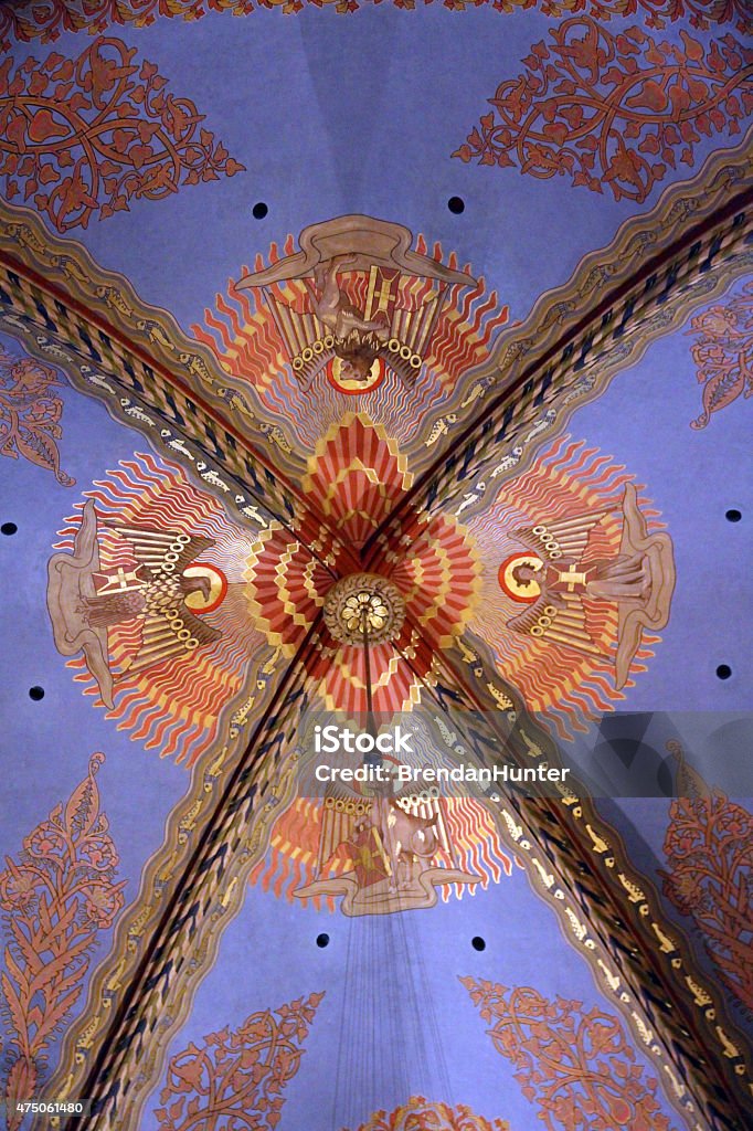 Golden Angels The magnificent detail inside the Matthias Church in Budapest  2015 Stock Photo