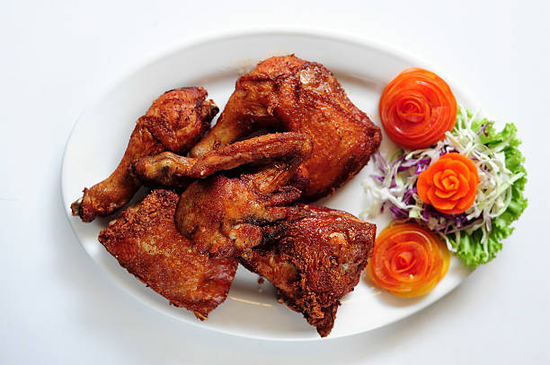 istock Fried chicken on white plate to serve 475063982