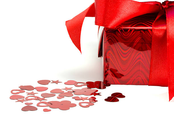 ギフトとハート - isolated gift box wrapping paper celebration event ストックフォトと画像