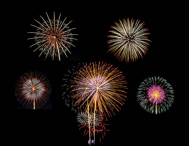 istock summary of big Beautiful  Fireworks for celebration 475066323
