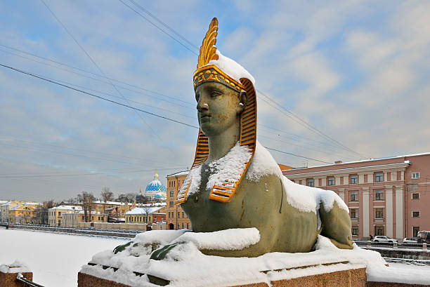Antique Egyptian sphynx established in St.Petersburg, Russia
