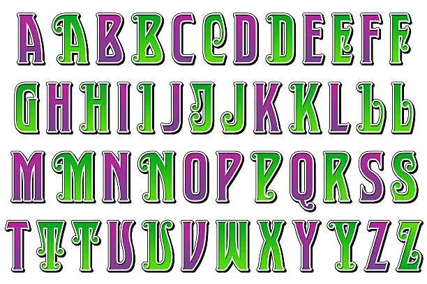 Mardi Gras jester alphabet collection isolated on white