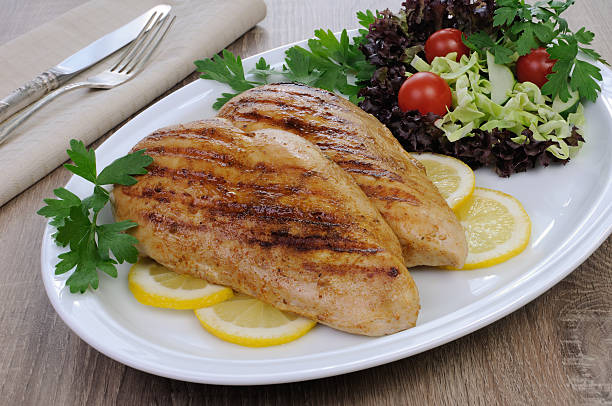 istock chicken grilled with a salad on a plate 475067398