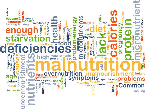 Malnutrition background concept Background concept wordcloud illustration of malnutrition micronutrients stock pictures, royalty-free photos & images