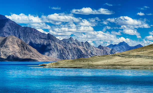 Mountains,Pangong tso (Lake),Leh Ladakh,Jammu and Kashmir,India stock photo