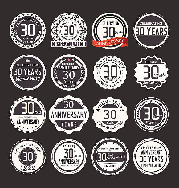 illustrations, cliparts, dessins animés et icônes de collection anniversaire, 30 ans de la marque - 30 to 34 years
