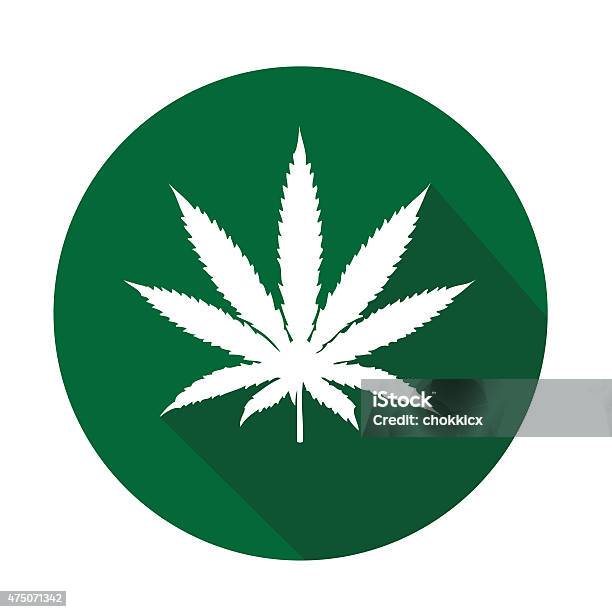 Weed Or Cannabis Flat Icon In Green Stock Illustration - Download Image Now - 2015, Cannabis - Narcotic, Cannabis Plant