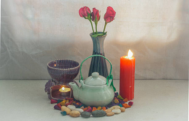 istock still life Tea pot aroma set. concept relax or medical 475074505