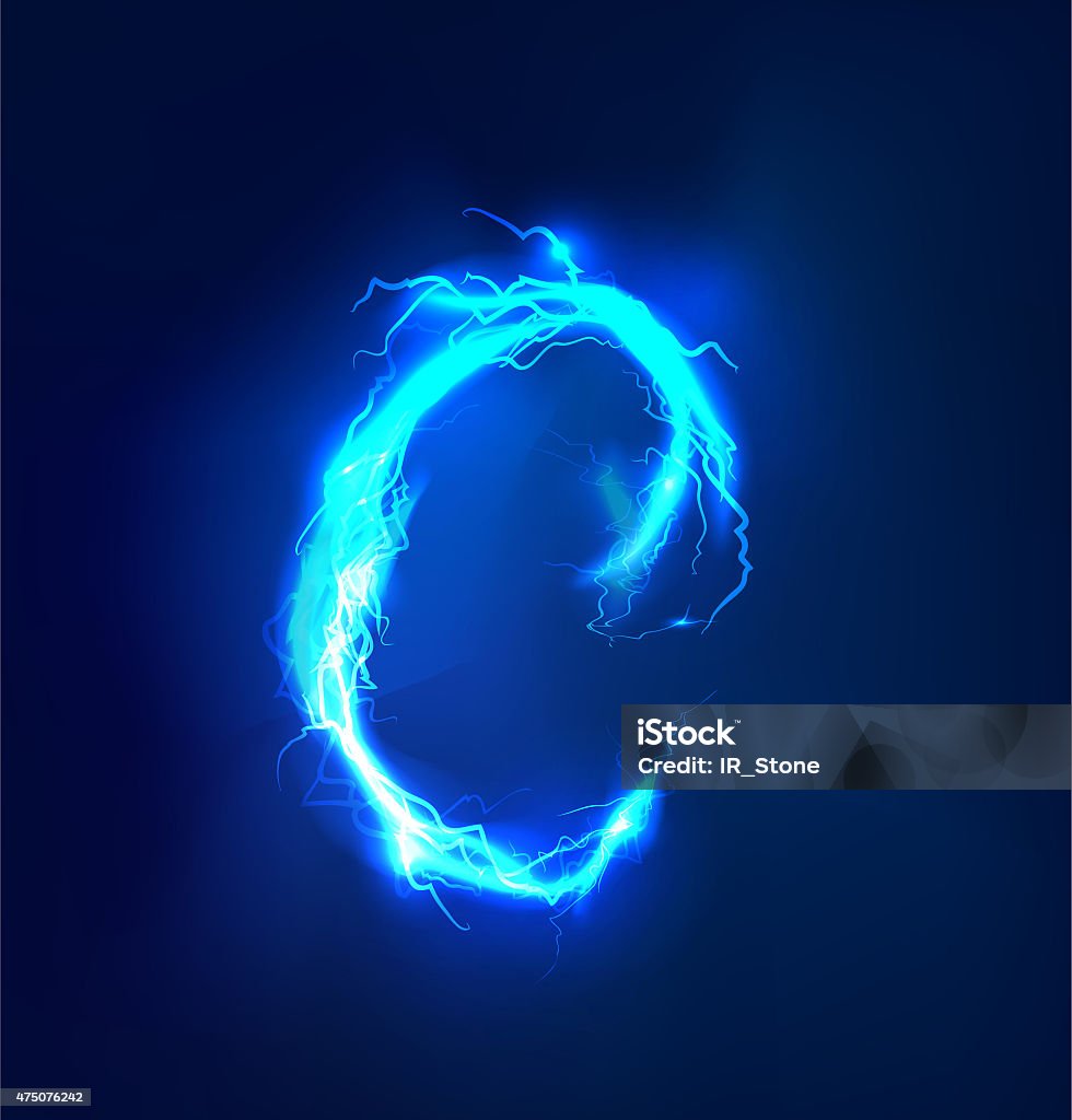 Alphabet made of blue electric lighting, thunder storm effect. ABC 2015 stock illustration
