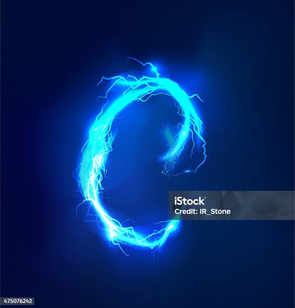 Alphabet Made Of Blue Electric Lighting Thunder Storm Effect Abc Stock Illustration - Download Image Now