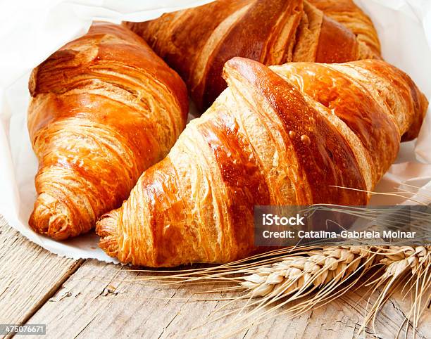 Fresh Croissants Stock Photo - Download Image Now - Baked, Baked Pastry Item, Bakery