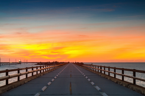 Twilight at the old Seven Mile Bridge, Florida Keys