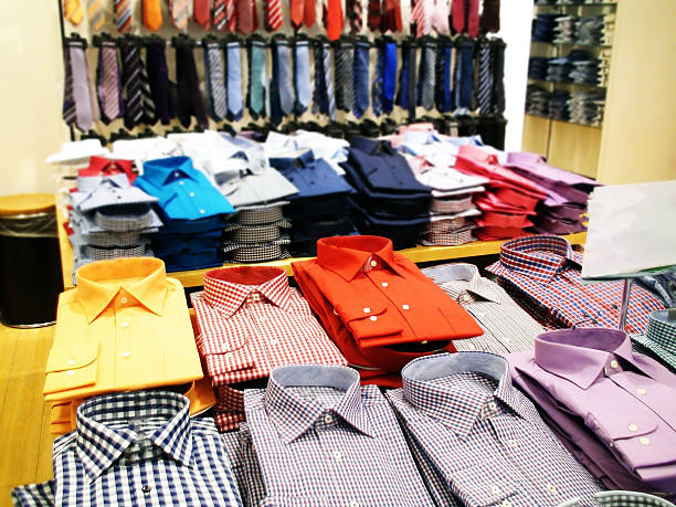 istock Men's Shirts And Tie Stacked Inside Retail Store 475083240