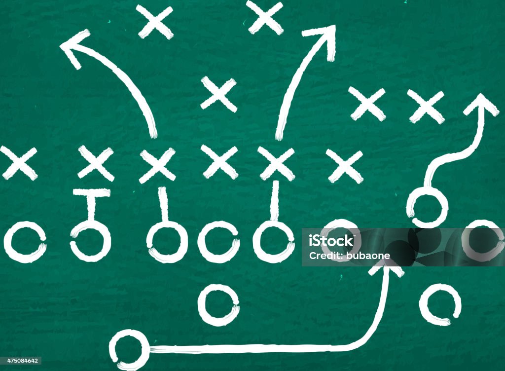 American football on chalkboard touchdown Diagrama de estrategia - arte vectorial de Fútbol americano libre de derechos