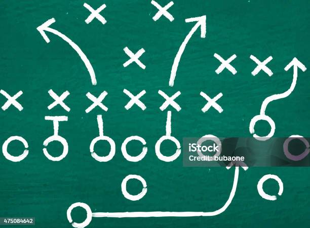 Ilustración de American Football On Chalkboard Touchdown Diagrama De Estrategia y más Vectores Libres de Derechos de Fútbol americano