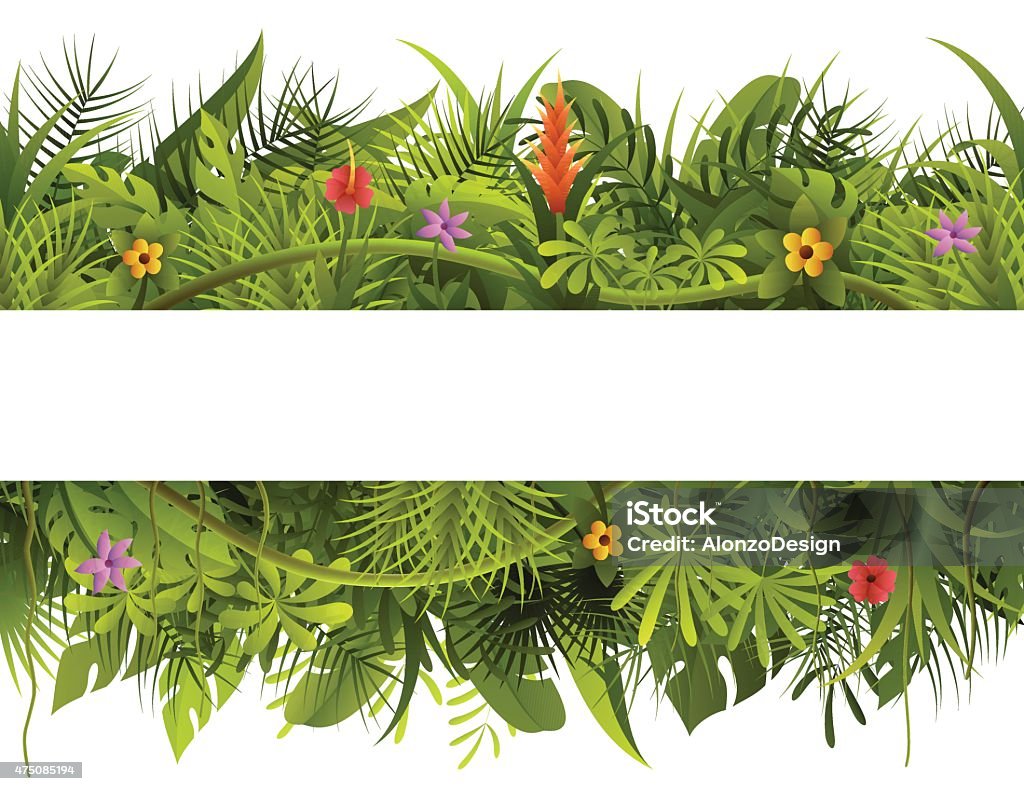 Tropical Forest Banner High Resolution JPG,CS6 AI and Illustrator EPS 10 included. Each element is named,grouped and layered separately. Very easy to edit. Rainforest stock vector