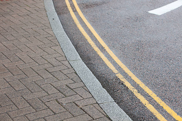 istock Double yellow line on street 475085239