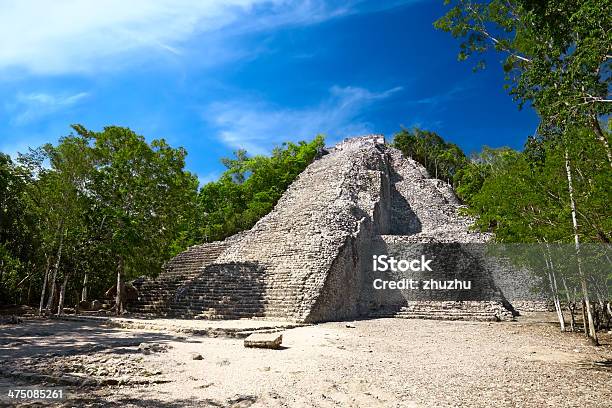 Mayan Nohoch Mul Pyramid In Coba Mexico Stock Photo - Download Image Now - Coba, Pyramid, Mexico