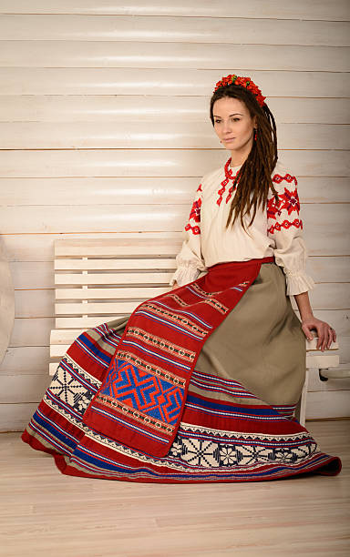 istock young woman in Slavic Belarusian national original suit studio 475086132