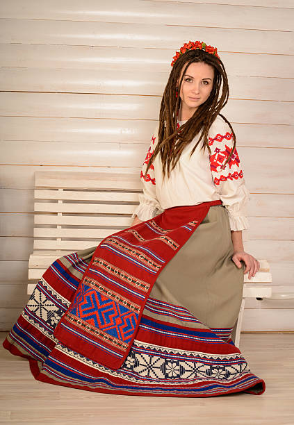 istock young woman in Slavic Belarusian national original suit studio 475086140