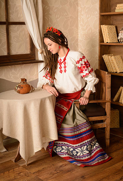 istock young woman in Slavic Belarusian national original suit studio 475086170