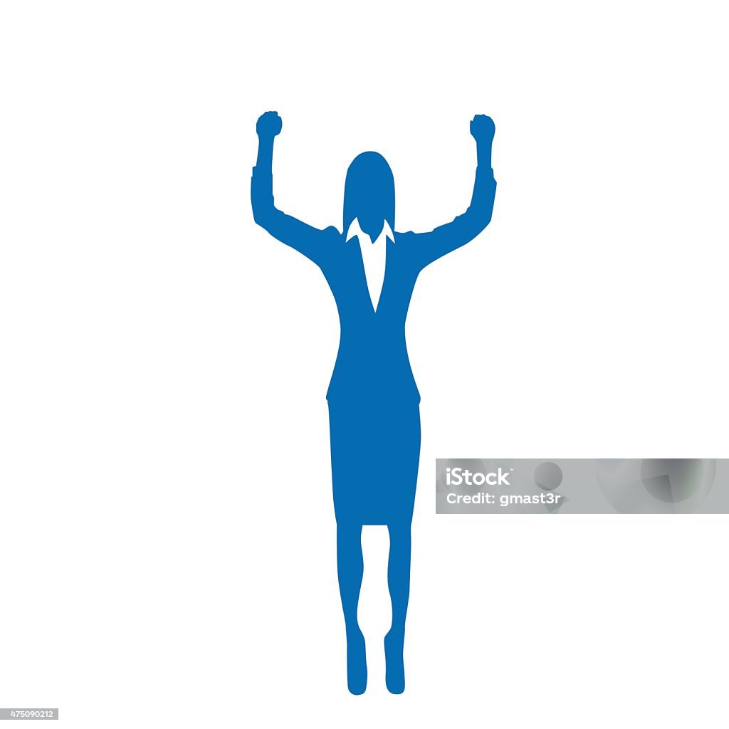 Business Woman Silhouette Excited Hold Hands Up Business Woman Silhouette Excited Hold Hands Up Raised Arms, Businesswoman Full Length Concept Winner Success Vector Illustration 2015 stock vector