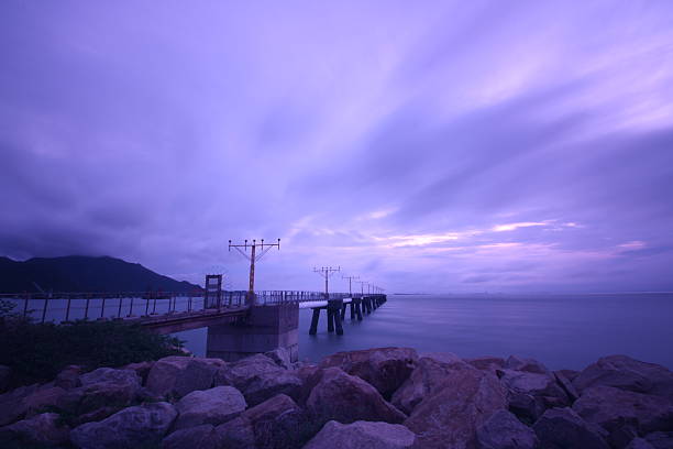 A very beautiful sunset at the outside of runway of Hong Kong International Airport, Chep Lap Kok, Hong Kong