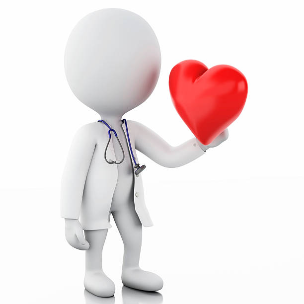 istock 3d people doctor with a stethoscope and red heart. 475092734