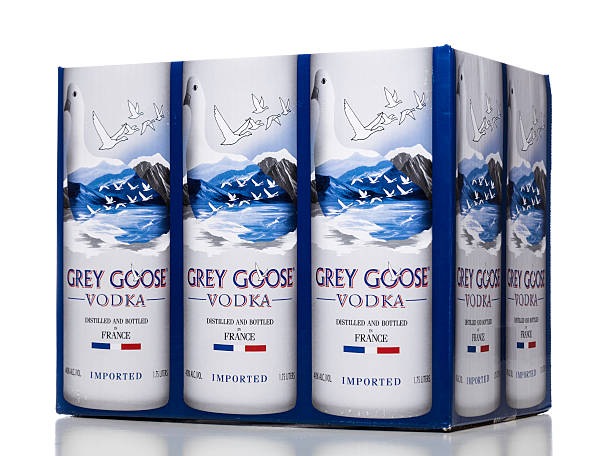 bottiglia di vodka grey goose - grey goose vodka foto e immagini stock