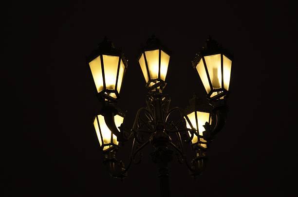 Street lights on Manezhnaya Square (Manezhnaya), Moscow, Russia