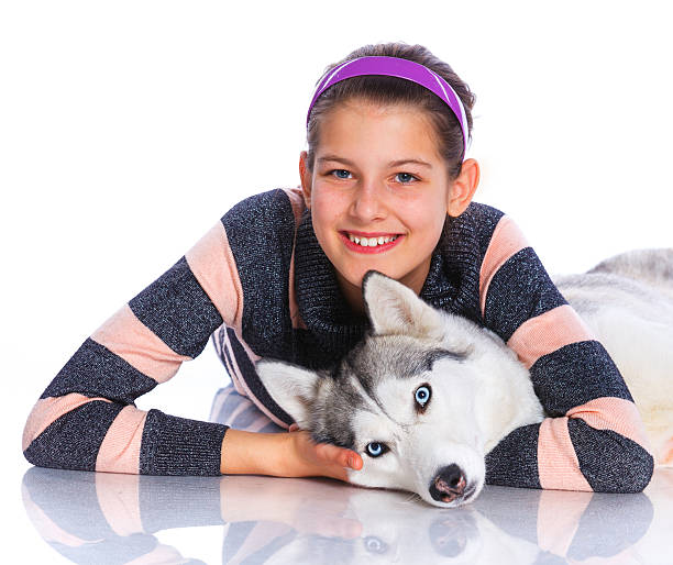 istock Girl with her Husky 475097592