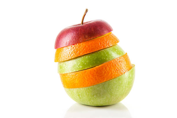 apple orange mix stock photo