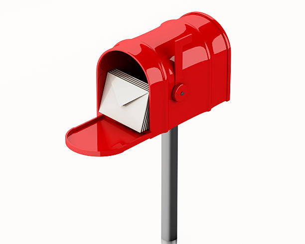 istock 3d Red mail box with heap of letters. 475099124