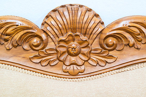 An Wood carved Flower in soft light .