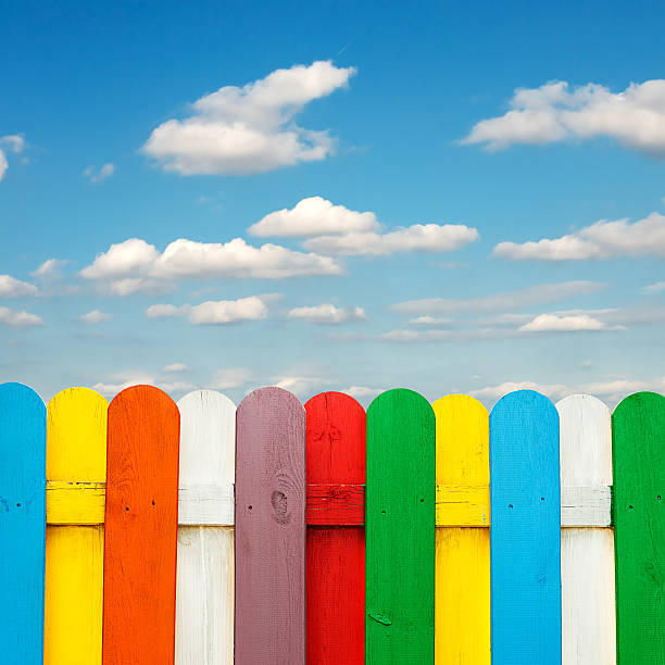 istock Coloured wooden fence 475106894