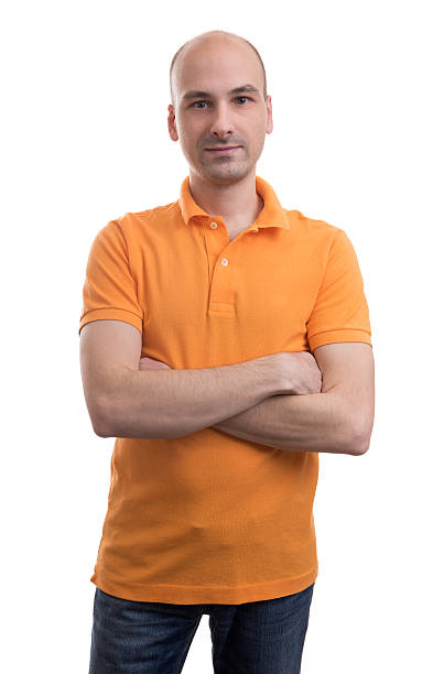 bald man wearing polo shirt