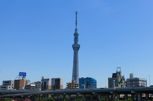 Tokyo, Japan - May 11, 2015: Tokyo's Skytree building, second tallest stracture  in the world and holds two paid observation decks