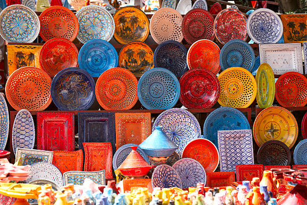 earthenware in tunisian market - tunisia stok fotoğraflar ve resimler