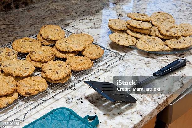 Chocolate Chip Cookies Freshly Baked Stock Photo - Download Image Now - Cookie, Granite - Rock, Baked