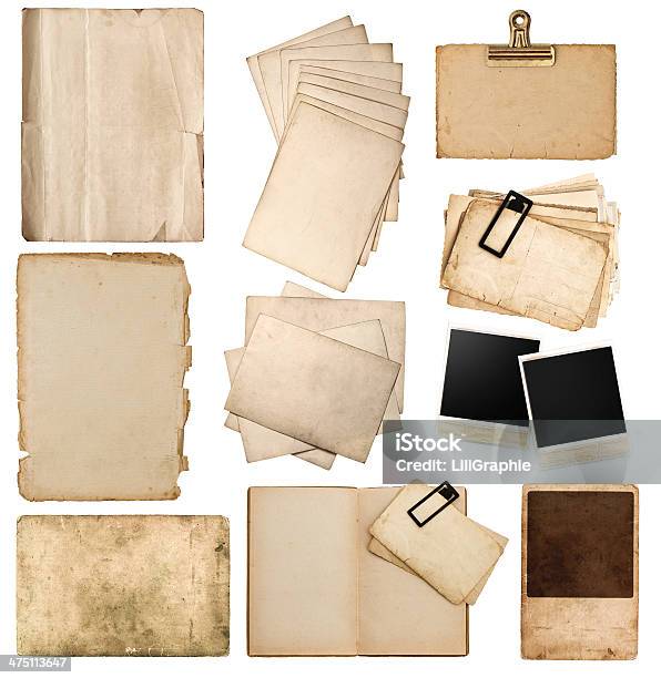 Set Of Various Old Paper Sheets And Photo Frames Stock Photo - Download Image Now - Ancient, Antique, Auto Post Production Filter