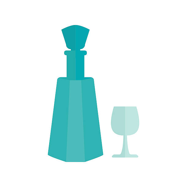 ilustrações de stock, clip art, desenhos animados e ícones de flat, cristal, corte os decantadores de vidro - decanter crystal carafe glass